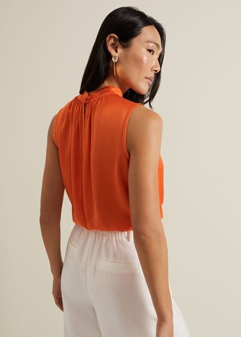 Phase Eight Lizza Orange High Neck Shirts Orange Australia | VU4075932